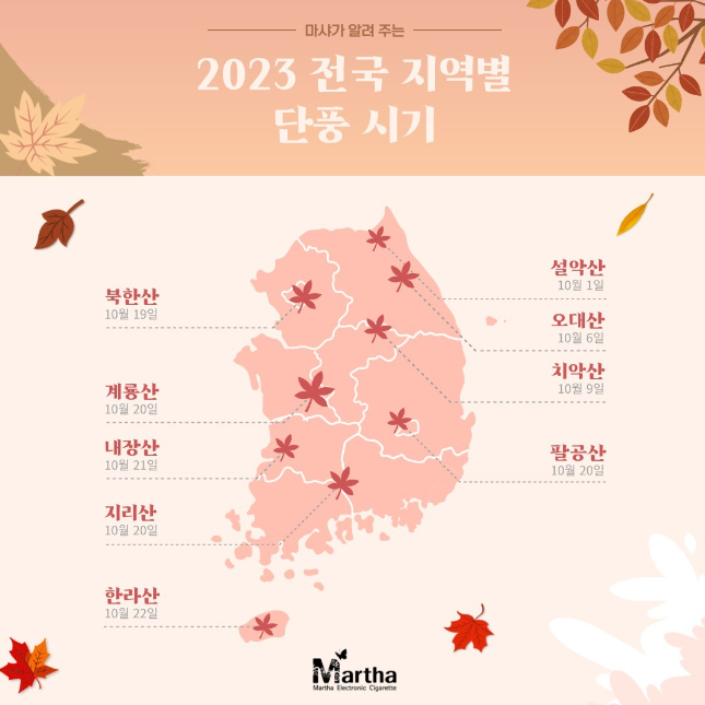 마샤가 알려 주는 2023년 지역별 단풍 시기!